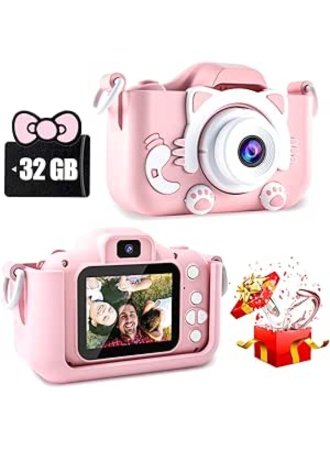 Kids Camera Toys for 3-12 Years Old Girls Children Digital Video Camera with Cute Silicone Cover Portable Child Unicorn Toy Birthday Gifts for Toddler Age 3 4 5 6 7 8 9 (Pink) - Image 1